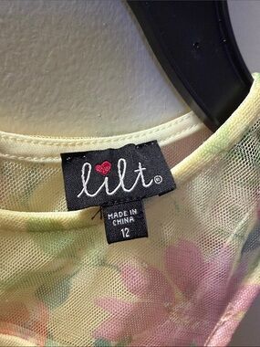 lilt Pastel Yellow Floral Mesh Camisole